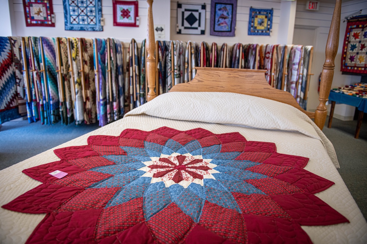 Quilt on display Bed at Quilt Shop at Miller's