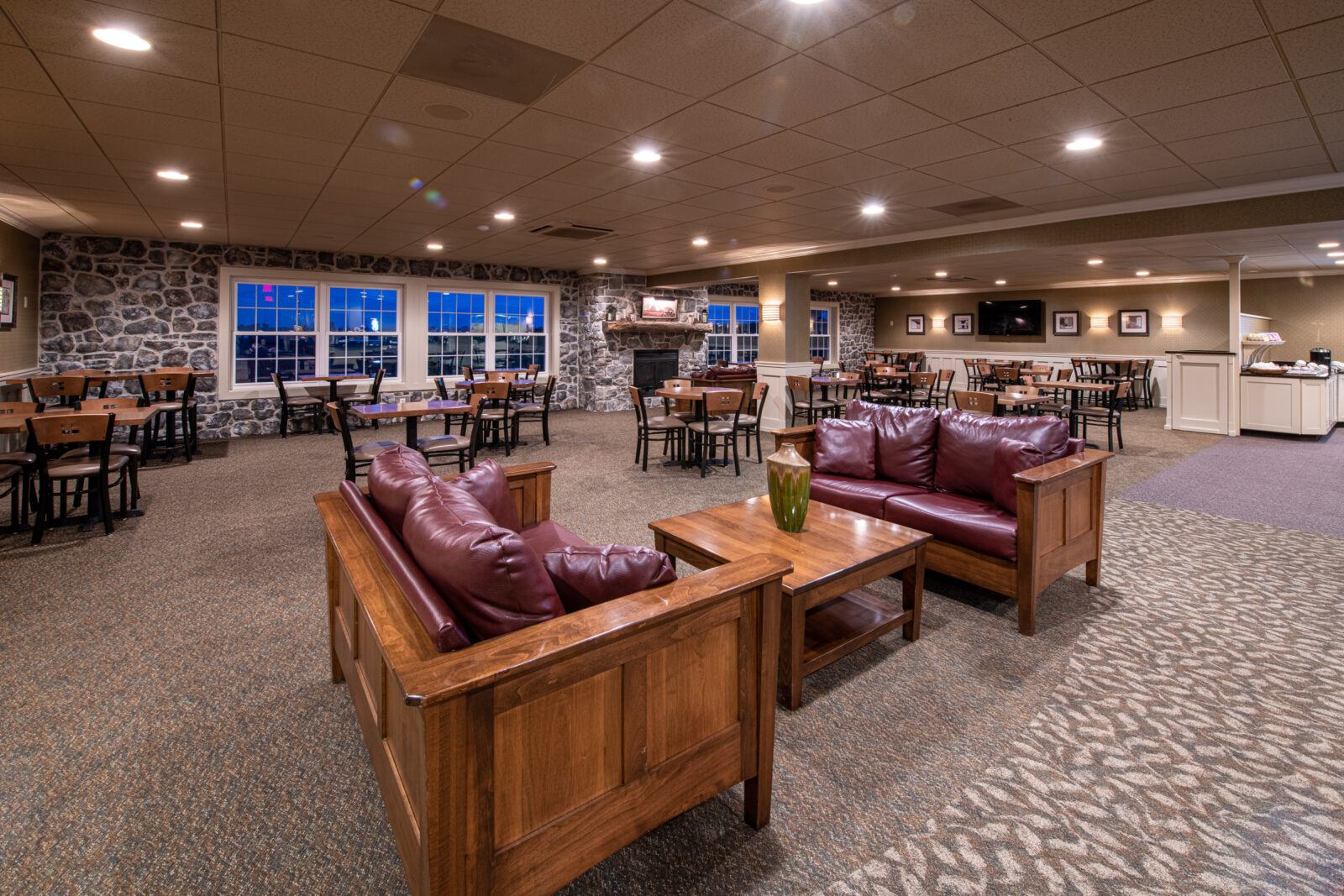Dining area with tables and chairs