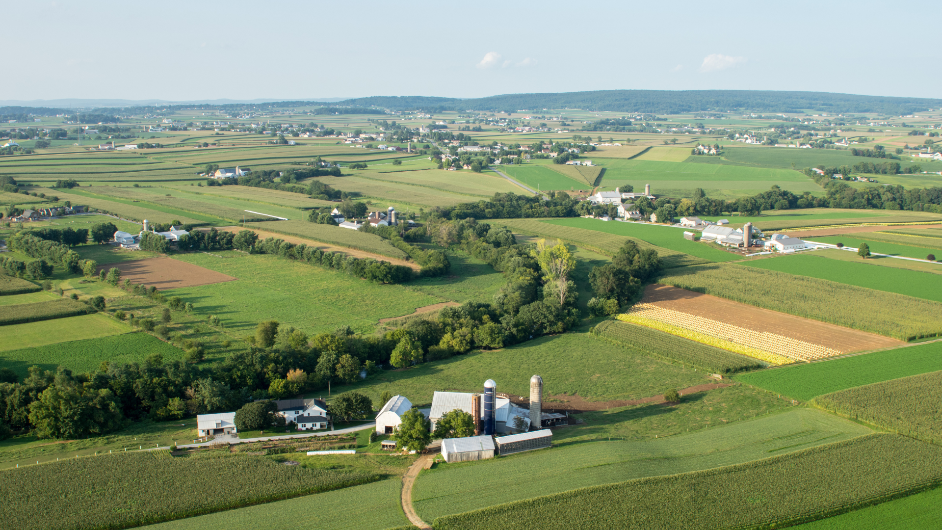 Aerial of Lancaster County PA Farmlands